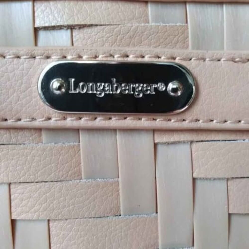 Longaberger Woven Leather Tote Bag Caramel View 3
